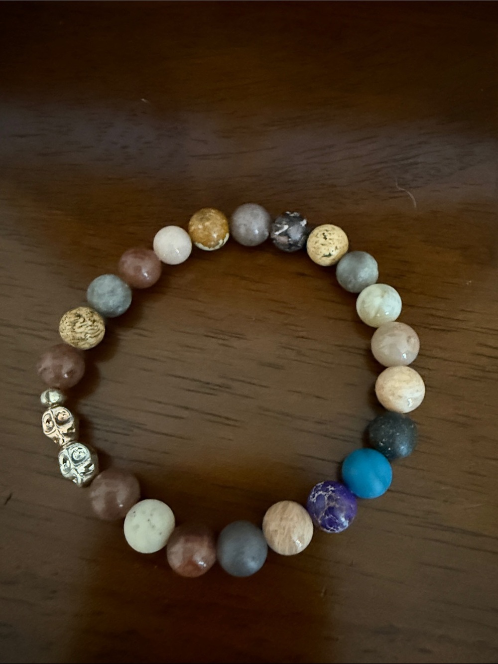 Beaded Multicolor Gemstone Stretch Bracelet - Handmade